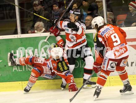 EBEL. Eishockey Bundesliga. KAC gegen Orli Znojmo.  Geier Manuel,  (KAC), Jan Seda   (Orli Znojmo). Klagenfurt, am 13.3.2015.
Foto: Kuess 

---
pressefotos, pressefotografie, kuess, qs, qspictures, sport, bild, bilder, bilddatenbank