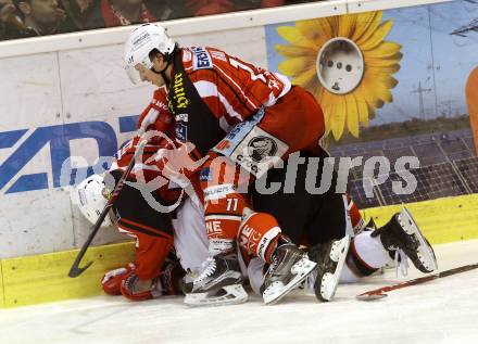 EBEL. Eishockey Bundesliga. KAC gegen Orli Znojmo.  Daniel Ban, David Schuller,  (KAC), Patrik Novak  (Orli Znojmo). Klagenfurt, am 13.3.2015.
Foto: Kuess 

---
pressefotos, pressefotografie, kuess, qs, qspictures, sport, bild, bilder, bilddatenbank