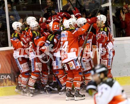 EBEL. Eishockey Bundesliga. KAC gegen Orli Znojmo.  Torjubel (KAC). Klagenfurt, am 13.3.2015.
Foto: Kuess 

---
pressefotos, pressefotografie, kuess, qs, qspictures, sport, bild, bilder, bilddatenbank