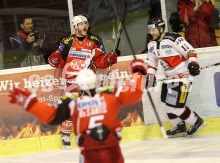 EBEL. Eishockey Bundesliga. KAC gegen Orli Znojmo.  Torjubel Stefan Geier,  (KAC). Klagenfurt, am 13.3.2015.
Foto: Kuess 

---
pressefotos, pressefotografie, kuess, qs, qspictures, sport, bild, bilder, bilddatenbank