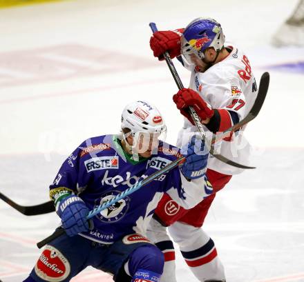 EBEL. Eishockey Bundesliga. EC VSV gegen EC Red Bull Salzburg. Marius Goehringer,  (VSV), Konstantin Komarek (Salzburg). Villach, am 13.3.2015.
Foto: Kuess 


---
pressefotos, pressefotografie, kuess, qs, qspictures, sport, bild, bilder, bilddatenbank