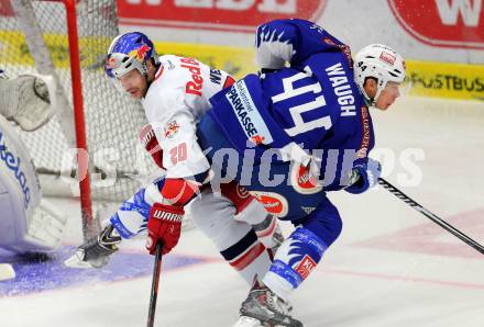 EBEL. Eishockey Bundesliga. EC VSV gegen EC Red Bull Salzburg. Geoff Waugh,  (VSV), Daniel Welser (Salzburg). Villach, am 13.3.2015.
Foto: Kuess 


---
pressefotos, pressefotografie, kuess, qs, qspictures, sport, bild, bilder, bilddatenbank