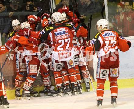 EBEL. Eishockey Bundesliga. KAC gegen Orli Znojmo.  Torjubel (KAC). Klagenfurt, am 13.3.2015.
Foto: Kuess 

---
pressefotos, pressefotografie, kuess, qs, qspictures, sport, bild, bilder, bilddatenbank