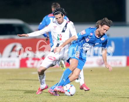 Fussball Bundesliga. RZ Pellets WAC gegen SC Wiener Neustadt.  Ynclan Pajares Jacobo Maria (WAC), Philip Hellqvist (Wiener Neustadt). Wolfsberg, am 14.3.2015.
Foto: Kuess

---
pressefotos, pressefotografie, kuess, qs, qspictures, sport, bild, bilder, bilddatenbank