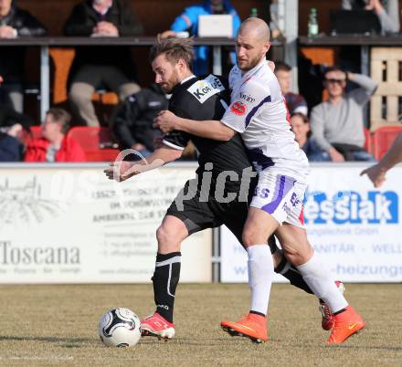 Fussball Regionalliga. SAK gegen RZ Pellets WAC Amateure. Christian Dlopst,  (SAK), Christoph Jakob Cemernjak (WAC). Klagenfurt, am 14.3.2015.
Foto: Kuess
---
pressefotos, pressefotografie, kuess, qs, qspictures, sport, bild, bilder, bilddatenbank