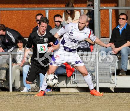 Fussball Regionalliga. SAK gegen RZ Pellets WAC Amateure. Christian Dlopst,  (SAK), Patrick Pfennich (WAC). Klagenfurt, am 14.3.2015.
Foto: Kuess
---
pressefotos, pressefotografie, kuess, qs, qspictures, sport, bild, bilder, bilddatenbank