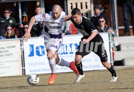 Fussball Regionalliga. SAK gegen RZ Pellets WAC Amateure. Christian Dlopst,  (SAK), Alexander Hofer (WAC). Klagenfurt, am 14.3.2015.
Foto: Kuess
---
pressefotos, pressefotografie, kuess, qs, qspictures, sport, bild, bilder, bilddatenbank