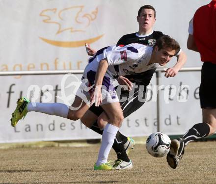 Fussball Regionalliga. SAK gegen RZ Pellets WAC Amateure. Daniel Perkounig, (SAK), Markus Poecheim  (WAC). Klagenfurt, am 14.3.2015.
Foto: Kuess
---
pressefotos, pressefotografie, kuess, qs, qspictures, sport, bild, bilder, bilddatenbank