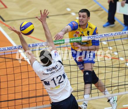 Volleyball. Middle European League. MEVZA. SK Posojilnica Aich/Dob gegen Hypo Tirol VT. Aleksandar Dimitrov Simeonov (Aich/Dob). Bleiburg, 15.3.2015
Foto: Kuess

---
pressefotos, pressefotografie, kuess, qs, qspictures, sport, bild, bilder, bilddatenbank