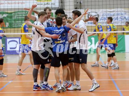 Volleyball. Middle European League. MEVZA. SK Posojilnica Aich/Dob gegen Hypo Tirol VT. Jubel Tirol. Bleiburg, 15.3.2015
Foto: Kuess

---
pressefotos, pressefotografie, kuess, qs, qspictures, sport, bild, bilder, bilddatenbank