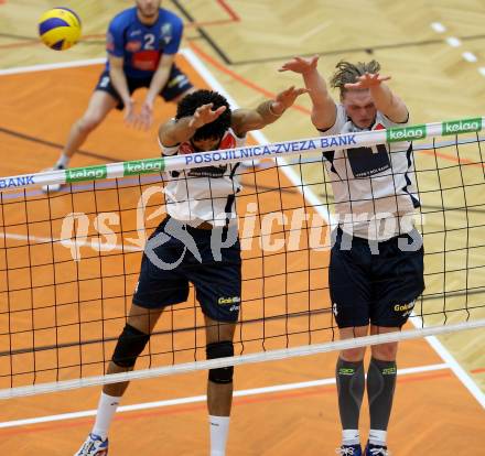 Volleyball. Middle European League. MEVZA. SK Posojilnica Aich/Dob gegen Hypo Tirol VT. Douglas Duarte Da Silva, Janis Peda (Tirol). Bleiburg, 15.3.2015
Foto: Kuess

---
pressefotos, pressefotografie, kuess, qs, qspictures, sport, bild, bilder, bilddatenbank