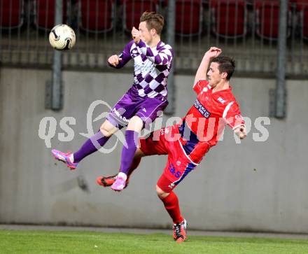 Fussball Regionalliga. SK Austria Klagenfurt gegen SAK. Fabian Miesenboeck,  (Austria Klagenfurt), Darjan Aleksic (SAK). Klagenfurt, 20.3.2015
Foto: Kuess 
---
pressefotos, pressefotografie, kuess, qs, qspictures, sport, bild, bilder, bilddatenbank