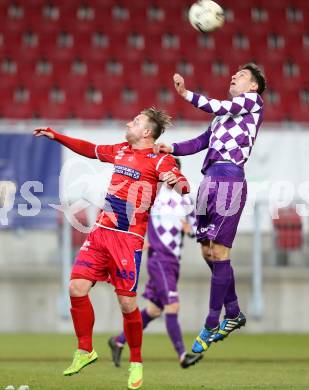 Fussball Regionalliga. SK Austria Klagenfurt gegen SAK. Bernd Kager,  (Austria Klagenfurt), Darijo Biscan (SAK). Klagenfurt, 20.3.2015
Foto: Kuess 
---
pressefotos, pressefotografie, kuess, qs, qspictures, sport, bild, bilder, bilddatenbank