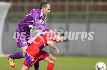 Fussball Regionalliga. SK Austria Klagenfurt gegen SAK. Christian Prawda,  (Austria Klagenfurt), Thomas Riedl (SAK). Klagenfurt, 20.3.2015
Foto: Kuess 
---
pressefotos, pressefotografie, kuess, qs, qspictures, sport, bild, bilder, bilddatenbank