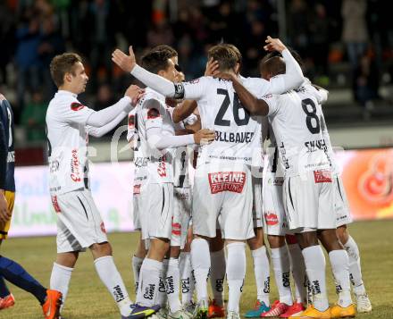 Fussball Bundesliga. RZ Pellets WAC gegen FC Red Bull Salzburg. Torjubel  (WAC). Wolfsberg, am 21.3.2015.
Foto: Kuess

---
pressefotos, pressefotografie, kuess, qs, qspictures, sport, bild, bilder, bilddatenbank