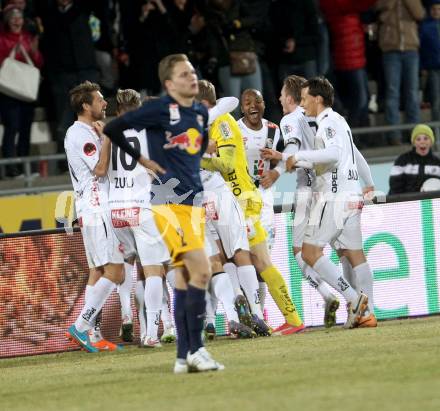 Fussball Bundesliga. RZ Pellets WAC gegen FC Red Bull Salzburg. Jubel Manuel Kerhe, (WAC). Wolfsberg, am 21.3.2015.
Foto: Kuess

---
pressefotos, pressefotografie, kuess, qs, qspictures, sport, bild, bilder, bilddatenbank