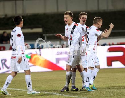 Fussball Bundesliga. RZ Pellets WAC gegen FC Red Bull Salzburg. Jubel Manuel Kerhe,  (WAC). Wolfsberg, am 21.3.2015.
Foto: Kuess

---
pressefotos, pressefotografie, kuess, qs, qspictures, sport, bild, bilder, bilddatenbank