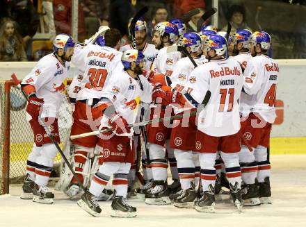 EBEL. Eishockey Bundesliga. KAC gegen EC Red Bull Salzburg. Jubel Salzburg. Klagenfurt, am 24.3.2015.
Foto: Kuess 

---
pressefotos, pressefotografie, kuess, qs, qspictures, sport, bild, bilder, bilddatenbank