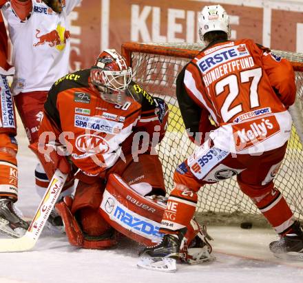 EBEL. Eishockey Bundesliga. KAC gegen EC Red Bull Salzburg. Rene Swette, Thomas HUndertpfund (KAC). Klagenfurt, am 24.3.2015.
Foto: Kuess 

---
pressefotos, pressefotografie, kuess, qs, qspictures, sport, bild, bilder, bilddatenbank