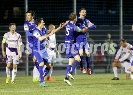 Fussball Regionalliga. SAK gegen BW Linz. Torjubel  (Linz). Welzenegg, am 27.3.2015.
Foto: Kuess
---
pressefotos, pressefotografie, kuess, qs, qspictures, sport, bild, bilder, bilddatenbank