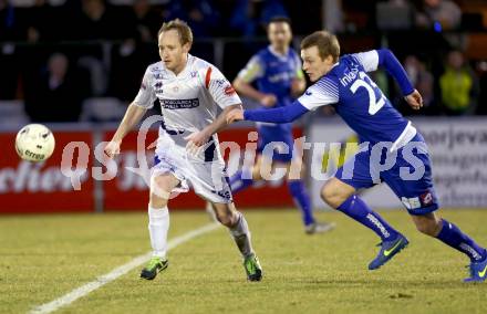 Fussball Regionalliga. SAK gegen BW Linz. Uros Roser,  (SAK), Stefan Haudum (Linz). Welzenegg, am 27.3.2015.
Foto: Kuess
---
pressefotos, pressefotografie, kuess, qs, qspictures, sport, bild, bilder, bilddatenbank