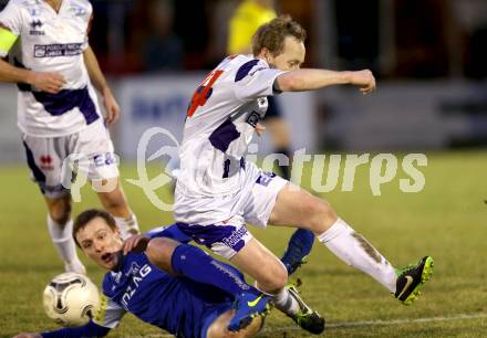 Fussball Regionalliga. SAK gegen BW Linz. Uros Roser,  (SAK), Stefan Haudum (Linz). Welzenegg, am 27.3.2015.
Foto: Kuess
---
pressefotos, pressefotografie, kuess, qs, qspictures, sport, bild, bilder, bilddatenbank