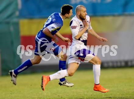 Fussball Regionalliga. SAK gegen BW Linz. Christian Dlopst,  (SAK), Wolfgang Bubenik (Linz). Welzenegg, am 27.3.2015.
Foto: Kuess
---
pressefotos, pressefotografie, kuess, qs, qspictures, sport, bild, bilder, bilddatenbank