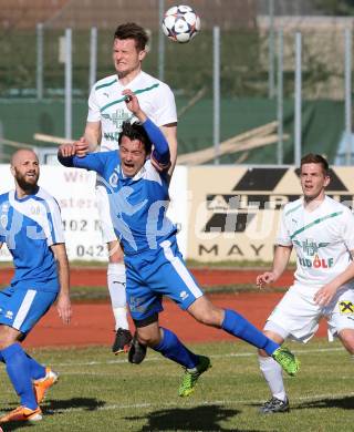 Fussball Kaerntner Liga. Voelkermarkt gegen Annabichler SV.  Ingo Mailaender,  (Voelkermarkt), Almedin Hota (ASV). Voelkermarkt , am 28.3.2015.
Foto: Kuess
---
pressefotos, pressefotografie, kuess, qs, qspictures, sport, bild, bilder, bilddatenbank