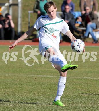 Fussball Kaerntner Liga. Voelkermarkt gegen Annabichler SV.  Fabian Schubert (Voelkermarkt). Voelkermarkt , am 28.3.2015.
Foto: Kuess
---
pressefotos, pressefotografie, kuess, qs, qspictures, sport, bild, bilder, bilddatenbank