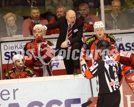 EBEL. Eishockey Bundesliga. KAC gegen EC Red Bull Salzburg. Trainer Doug Mason (KAC). Klagenfurt, am 29.3.2015.
Foto: Kuess 

---
pressefotos, pressefotografie, kuess, qs, qspictures, sport, bild, bilder, bilddatenbank