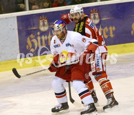 EBEL. Eishockey Bundesliga. KAC gegen EC Red Bull Salzburg.  Jean Francois Jacques,  (KAC), Brian Fahey (Salzburg). Klagenfurt, am 29.3.2015.
Foto: Kuess 

---
pressefotos, pressefotografie, kuess, qs, qspictures, sport, bild, bilder, bilddatenbank