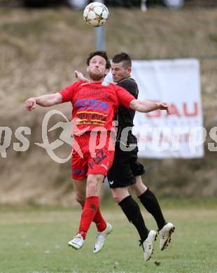 Fussball Kaerntner Liga. Koettmannsdorf gegen Lendorf. Guenther Hubmann,  (Koettmannsdorf). Christofer Huber (Lendorf). Koettmannsdorf, am 29.3.2015.
Foto: Kuess
---
pressefotos, pressefotografie, kuess, qs, qspictures, sport, bild, bilder, bilddatenbank