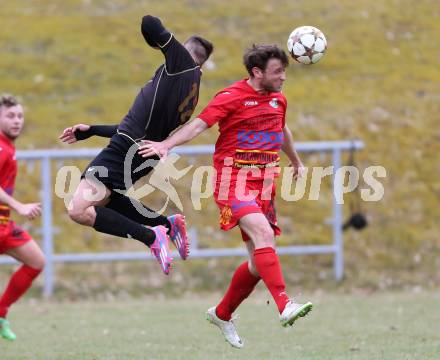 Fussball Kaerntner Liga. Koettmannsdorf gegen Lendorf. Daniel Globotschnig,  (Koettmannsdorf).  Christofer Huber (Lendorf). Koettmannsdorf, am 29.3.2015.
Foto: Kuess
---
pressefotos, pressefotografie, kuess, qs, qspictures, sport, bild, bilder, bilddatenbank