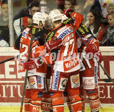 EBEL. Eishockey Bundesliga. KAC gegen EC Red Bull Salzburg. torjubel  (KAC). Klagenfurt, am 29.3.2015.
Foto: Kuess 

---
pressefotos, pressefotografie, kuess, qs, qspictures, sport, bild, bilder, bilddatenbank