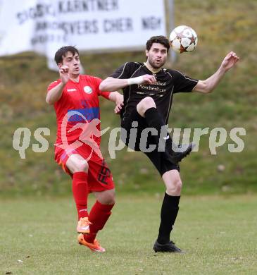 Fussball Kaerntner Liga. Koettmannsdorf gegen Lendorf. Stephan Buergler,  (Koettmannsdorf).  Julian Mataln (Lendorf). Koettmannsdorf, am 29.3.2015.
Foto: Kuess
---
pressefotos, pressefotografie, kuess, qs, qspictures, sport, bild, bilder, bilddatenbank