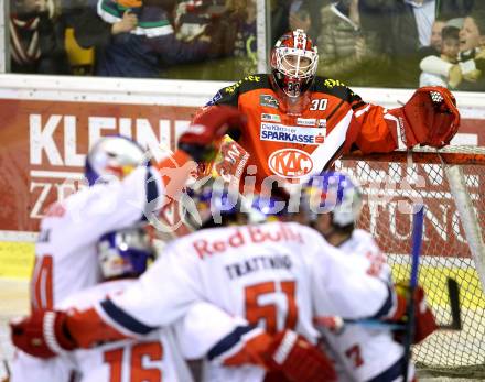 EBEL. Eishockey Bundesliga. KAC gegen EC Red Bull Salzburg. SWETTE Rene (KAC),  torjubel (Salzburg). Klagenfurt, am 29.3.2015.
Foto: Kuess 

---
pressefotos, pressefotografie, kuess, qs, qspictures, sport, bild, bilder, bilddatenbank