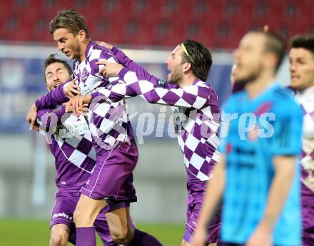 Fussball Regionalliga. SK Austria Klagenfurt gegen Gurten. Torjubel Marco Leininger (Klagenfurt). Klagenfurt,  4.4.2015.
Foto: Kuess
---
pressefotos, pressefotografie, kuess, qs, qspictures, sport, bild, bilder, bilddatenbank