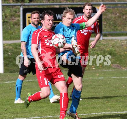 Fussball Unterliga Ost. Ludmannsdorf gegen SG Magdalensberg/Eberndorfer AC. Michael Sablatnik, (Ludmannsdorf), Roland Zunk (Magdalensberg). Ludmannsdorf, am 5.4.2015.
Foto: Kuess
---
pressefotos, pressefotografie, kuess, qs, qspictures, sport, bild, bilder, bilddatenbank