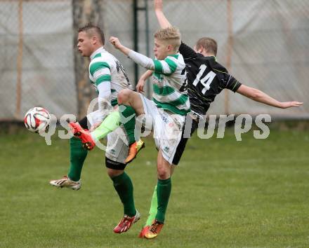 Fussball 1. KLasse Obere Play off. Donau gegen ASK Klagenfurt. Christian Ernst Schritliser, Daniel Michael Rutnig,  (Donau), Martin Richard Linder (ASK). Klagenfurt, am 4.4.2015.
Foto: Kuess
---
pressefotos, pressefotografie, kuess, qs, qspictures, sport, bild, bilder, bilddatenbank