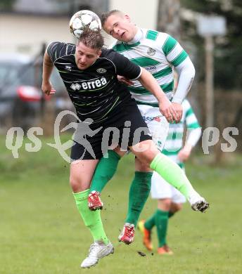 Fussball 1. KLasse Obere Play off. Donau gegen ASK Klagenfurt. Christian Ernst Schritliser, (Donau), Boris Tomic  (ASK). Klagenfurt, am 4.4.2015.
Foto: Kuess
---
pressefotos, pressefotografie, kuess, qs, qspictures, sport, bild, bilder, bilddatenbank