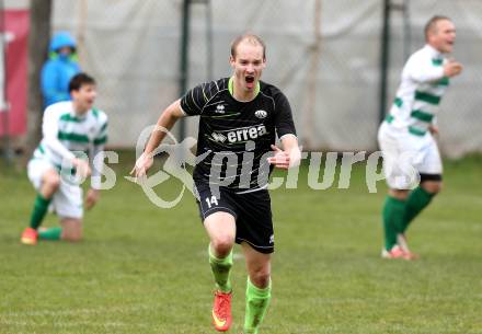 Fussball 1. KLasse Obere Play off. Donau gegen ASK Klagenfurt.  Torjubel Martin Richard Linder  (ASK). Klagenfurt, am 4.4.2015.
Foto: Kuess
---
pressefotos, pressefotografie, kuess, qs, qspictures, sport, bild, bilder, bilddatenbank