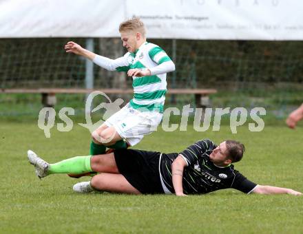 Fussball 1. KLasse Obere Play off. Donau gegen ASK Klagenfurt. Daniel Michael Rutnig,  (Donau), Boris Tomic (ASK). Klagenfurt, am 4.4.2015.
Foto: Kuess
---
pressefotos, pressefotografie, kuess, qs, qspictures, sport, bild, bilder, bilddatenbank