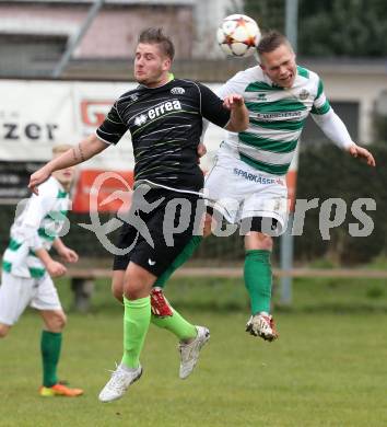 Fussball 1. KLasse Obere Play off. Donau gegen ASK Klagenfurt. Christian Ernst Schritliser,  (Donau), Boris Tomic (ASK). Klagenfurt, am 4.4.2015.
Foto: Kuess
---
pressefotos, pressefotografie, kuess, qs, qspictures, sport, bild, bilder, bilddatenbank