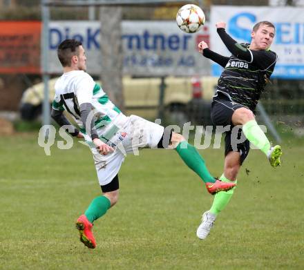 Fussball 1. KLasse Obere Play off. Donau gegen ASK Klagenfurt. Adem Jahic,  (Donau), Stefan Trinker (ASK). Klagenfurt, am 4.4.2015.
Foto: Kuess
---
pressefotos, pressefotografie, kuess, qs, qspictures, sport, bild, bilder, bilddatenbank