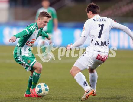 Fussball OEFB Cup. RZ Pellets WAC gegen SK Rapid Wien. Dario Baldauf,  (WAC), Philipp Schobesberger (Rapid). Wolfsberg, am 7.4.2015.
Foto: Kuess

---
pressefotos, pressefotografie, kuess, qs, qspictures, sport, bild, bilder, bilddatenbank