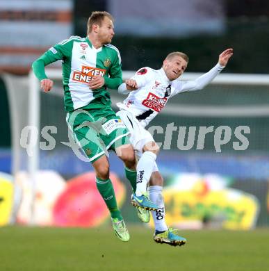 Fussball OEFB Cup. RZ Pellets WAC gegen SK Rapid Wien. Manuel Kerhe,  (WAC), Mario Sonnleitner (Rapid). Wolfsberg, am 7.4.2015.
Foto: Kuess

---
pressefotos, pressefotografie, kuess, qs, qspictures, sport, bild, bilder, bilddatenbank