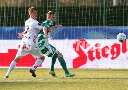 Fussball OEFB Cup. RZ Pellets WAC gegen SK Rapid Wien. Daniel Drescher,  (WAC), Robert Beric (Rapid). Wolfsberg, am 7.4.2015.
Foto: Kuess

---
pressefotos, pressefotografie, kuess, qs, qspictures, sport, bild, bilder, bilddatenbank