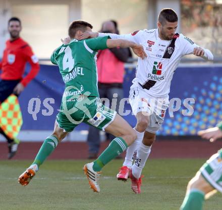 Fussball OEFB Cup. RZ Pellets WAC gegen SK Rapid Wien. Ynclan Pajares Jacobo Maria, (WAC), Thomas Schrammel  (Rapid). Wolfsberg, am 7.4.2015.
Foto: Kuess

---
pressefotos, pressefotografie, kuess, qs, qspictures, sport, bild, bilder, bilddatenbank