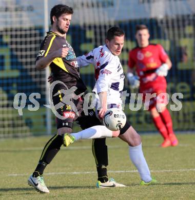 Fussball Regionalliga. SAK gegen Lafnitz. Dejan Podbreznik, (SAK), Martin Rodler  (Lafnitz). Welzenegg, am 10.4.2015.
Foto: Kuess
---
pressefotos, pressefotografie, kuess, qs, qspictures, sport, bild, bilder, bilddatenbank