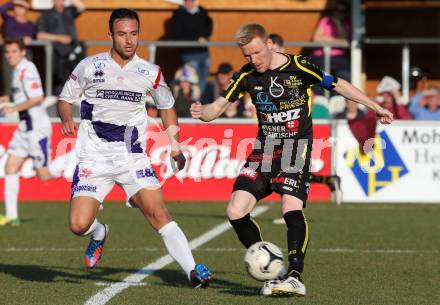 Fussball Regionalliga. SAK gegen Lafnitz. Murat Veliu,  (SAK), Wolfgang Waldl (Lafnitz). Welzenegg, am 10.4.2015.
Foto: Kuess
---
pressefotos, pressefotografie, kuess, qs, qspictures, sport, bild, bilder, bilddatenbank